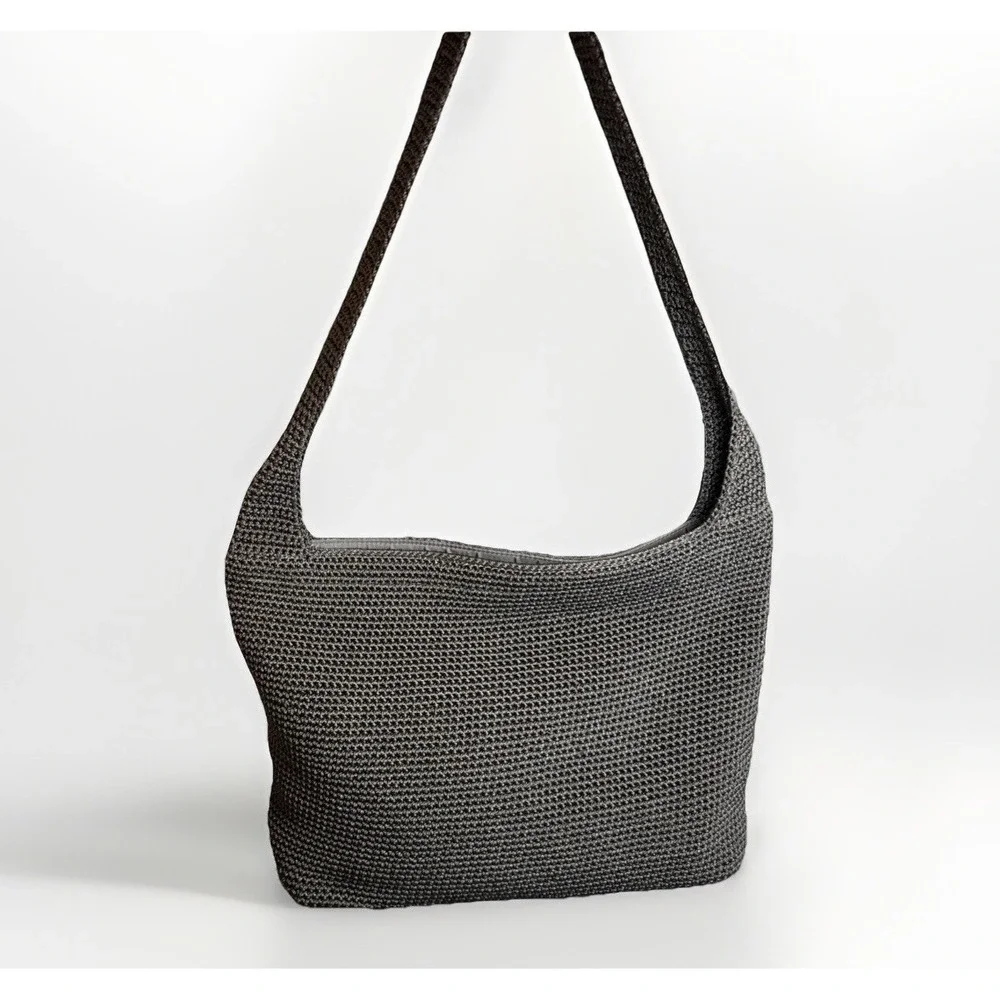 Vintage The Sak Black‎ Hobo Purse Shoulder Bag Woven Knit Rectangle Retro Y2K